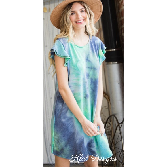 ❤️LAST! Super Soft Tie Dye Flutter Sleeve Dress - Picture 4 of 8